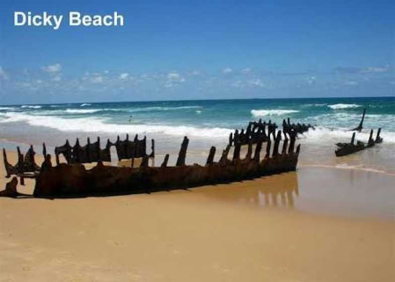 The famous Dicky Beach wreck while still standing