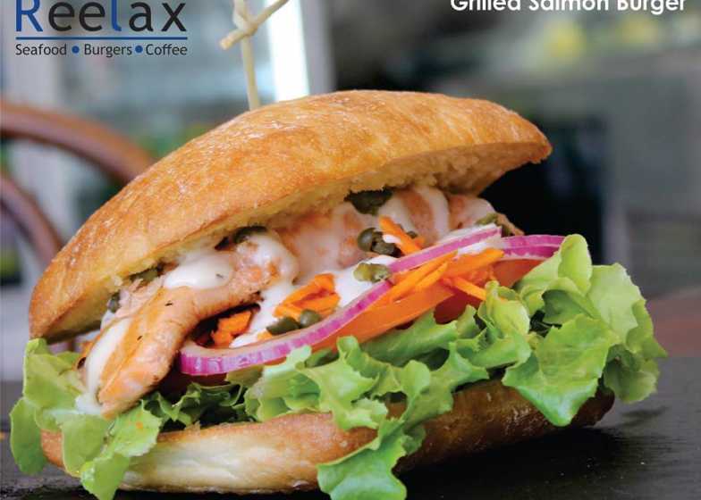 Grilled Salmon Burger from Reelax Cafe