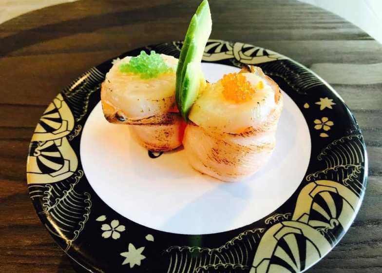 Salmon & scallop aburi - at On a Roll Sushi Birtinya